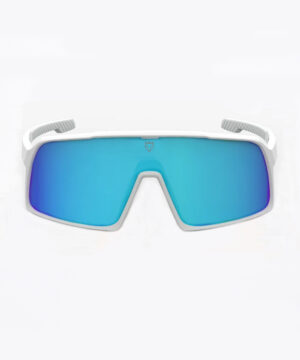 Спортивные очки в белой оправе с синими линзами