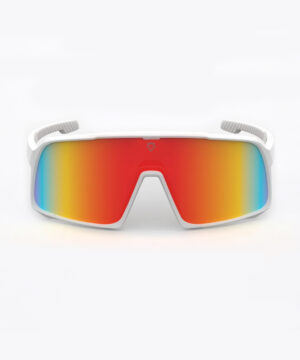 Спортивные очки в белой оправе с оранжевыми линзами